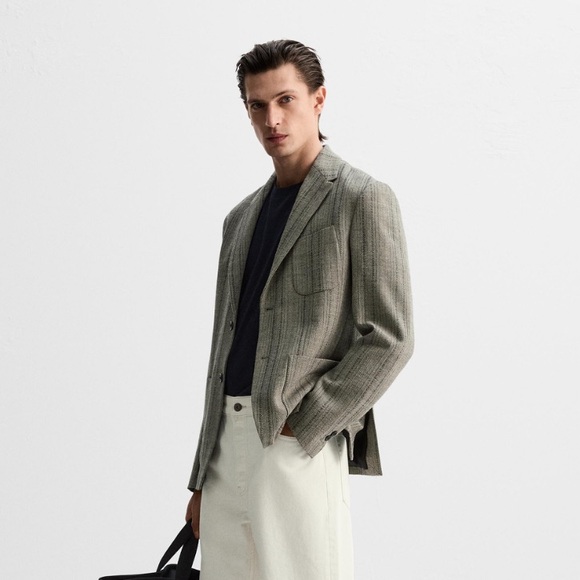Zara Origins Men NWT wool herringbone blazer 6403/551